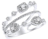 .42CT DIAMOND 14KT WHITE GOLD 3D ROUND BAGUETTE & PRINCESS MULTI SHAPE FUN RING