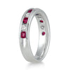 1.18CT DIAMOND & AAA RUBY 14KT WHITE GOLD ROUND CHANNEL WEDDING ANNIVERSARY RING