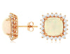 ESTATE 4.3CT DIAMOND & AAA OPAL 14K ROSE GOLD CUSHION & ROUND HALO STUD EARRINGS