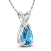 1.15CT AAA BLUE TOPAZ 14KT WHITE GOLD 3D PEAR SHAPE SOLITAIRE FLOATING PENDANT