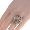 LARGE .70CT DIAMOND 18KT YELLOW GOLD & 925 SILVER 3D HANDCRAFTED CROSS OVAL RING