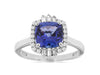 2.91CT DIAMOND & AAA TANZANITE 14KT WHITE GOLD CUSHION ROUND & BAGUETTE FUN RING