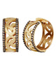 WIDE .62CT MOCHA DIAMOND 18KT BLACK & YELLOW GOLD FILIGREE HOOP HANGING EARRINGS