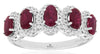 1.35CT DIAMOND & AAA RUBY 14KT WHITE GOLD 5 STONE HALO ANNIVERSARY RING