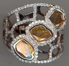 2.56CT WHITE & FANCY YELLOW SLICED DIAMOND 18KT ROSE GOLD BEZEL MULTI SHAPE RING