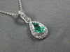 .52CT DIAMOND & AAA EMERALD 14KT WHITE GOLD PEAR SHAPE & ROUND FLOATING PENDANT