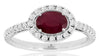 1.23CT DIAMOND & AAA RUBY 14KT WHITE GOLD OVAL & ROUND SIDEWAYS ENGAGEMENT RING
