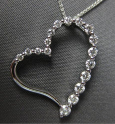 .46CT DIAMOND 18K WHITE GOLD GRADUATING JOURNEY OPEN HEART LOVE FLOATING PENDANT