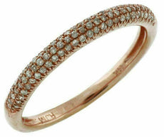 .20CT DIAMOND 14KT ROSE GOLD CLASSIC 3 ROW ROUND SEMI ETERNITY ANNIVERSARY RING