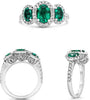 2.34CT DIAMOND & AAA EMERALD PLATINUM 3D OVAL & ROUND 3 STONE ENGAGEMENT RING