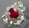 ESTATE 1.96CT DIAMOND & AAA RUBY PLATINUM 3D MULTI SHAPE FLOWER ENGAGEMENT RING