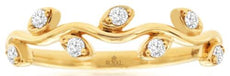 ESTATE .13CT DIAMOND 14KT YELLOW GOLD 3D ROUND CLASSIC MULTI LEAF WAVE FUN RING