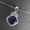 .83CT DIAMOND & AAA AMETHYST 14KT WHITE GOLD 3D CUSHION & ROUND FLOATING PENDANT