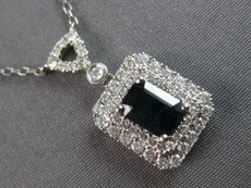 1.74CT DIAMOND & AAA SAPPHIRE 14K WHITE GOLD 3D EMERALD CUT DOUBLE HALO NECKLACE