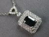 1.74CT DIAMOND & AAA SAPPHIRE 14K WHITE GOLD 3D EMERALD CUT DOUBLE HALO NECKLACE