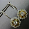 LARGE .83CT DIAMOND 14KT 2 TONE GOLD FILIGREE MILTI HEART STAR HANGING EARRINGS