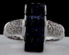 5.02CT DIAMOND & AAA SAPPHIRE 18K WHITE GOLD PRINCESS & ROUND INVISIBLE FUN RING
