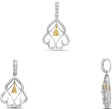.70CT WHITE & FANCY YELLOW DIAMOND 18KT 2 TONE GOLD PEAR SHAPE & ROUND PENDANT