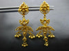 ANTIQUE 22KT YELLOW GOLD HANDCRAFTED FLOWER FILIGREE CHANDELIER HANGING EARRINGS