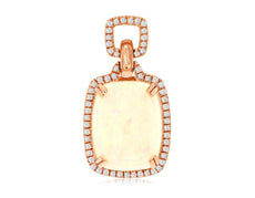 3.57CT DIAMOND & AAA OPAL 14KT ROSE GOLD 3D CUSHION & ROUND RECTANGULAR PENDANT