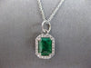 1.25CT DIAMOND & AAA EMERALD 14KT WHITE GOLD ROUND & SQUARE HALO OCTAGON PENDANT