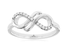 ESTATE .05CT DIAMOND 14KT WHITE GOLD 3D CLASSIC DOUBLE INFINITY LOVE RING