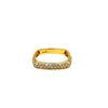 ESTATE .60CT DIAMOND 18KT YELLOW GOLD 3D CLASSIC 3 ROW PAVE SQUARE FUN RING