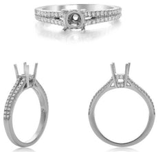 .33CT DIAMOND 14KT WHITE GOLD 3D ROUND 4 PRONG 2 ROW SEMI MOUNT ENGAGEMENT RING