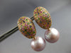 ESTATE LARGE 2.50CT AAA SAPPHIRE & PINK SOUTH SEA PEARL 18KT ROSE GOLD HANGING EARRINGS