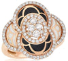 LARGE .87CT DIAMOND & AAA WHITE & BLACK ENAMEL 18KT ROSE GOLD 3D FLOWER FUN RING