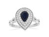 1.33CT DIAMOND & AAA SAPPHIRE 14K WHITE GOLD 3D PEAR SHAPE & ROUND INFINITY RING