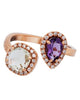 LARGE 1.33CT DIAMOND & AAA GREEN PURPLE AMETHYST 18KT ROSE GOLD MULTI SHAPE RING