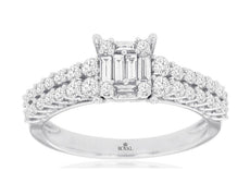 .70CT DIAMOND 14KT WHITE GOLD 3D ROUND & BAGUETTE INVISIBLE FRIENDSHIP LOVE RING