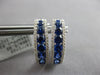 ESTATE LARGE 1.94CT DIAMOND & AAA SAPPHIRE 18KT WHITE GOLD OVAL HOOP HANGING EARRINGS