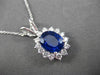 ESTATE LARGE 3.23CT DIAMOND & AAA SAPPHIRE 14KT WHITE GOLD OVAL FLOATING PENDANT