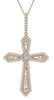 ESTATE 1.25CT DIAMOND 18KT ROSE GOLD 3D CLASSIC FLOWER CROSS FLOATING PENDANT