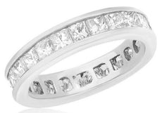 7.2CT DIAMOND PLATINUM 3D CLASSIC PRINCESS ETERNITY WEDDING ANNIVERSARY RING