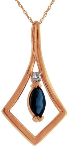 .47CT DIAMOND & AAA SAPPHIRE 14KT ROSE GOLD MARQUISE & ROUND GEOMETRICAL PENDANT