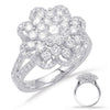 ESTATE LARGE 1.60CT DIAMOND 14KT WHITE GOLD 3D CLASSIC FLOWER LOVE RING