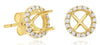 ESTATE .22CT DIAMOND 14K YELLOW GOLD ROUND CLASSIC HALO SEMI MOUNT STUD EARRINGS