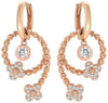 ESTATE .45CT DIAMOND 18KT ROSE GOLD MULTI FLOWER BEADED HUGGIE HANGING EARRINGS