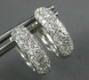 ESTATE 1.06CT DIAMOND 14KT WHITE GOLD 3D 3 ROW PAVE HUGGIE HOOP HANGING EARRINGS