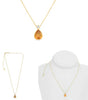 1.85CT DIAMOND & AAA ORANGE SAPPHIRE 14K YELLOW GOLD PEAR SHAPE & ROUND NECKLACE