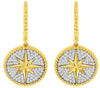 .45CT DIAMOND 14K 2 TONE GOLD ROUND PAVE STARBURST CIRCULAR FUN HANGING EARRINGS