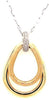 .51CT DIAMOND 18K 2 TONE GOLD 3D MATTE & SHINY DOUBLE TEAR DROP FLOATING PENDANT