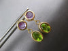 1.8CT AAA PERIDOT & AMETHYST 14KT YELLOW GOLD ROUND & OVAL BEZEL EARRINGS #27407