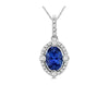 .99CT DIAMOND & AAA TANZANITE 14K WHITE GOLD 3D OVAL & ROUND HALO ETOILE PENDANT