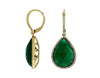 .35CT DIAMOND & AAA GREEN AGATE 14K YELLOW GOLD PEAR SHAPE & ROUND HALO EARRINGS