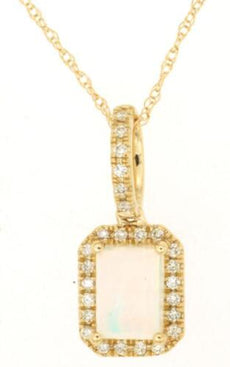 .83CT DIAMOND & AAA OPAL 14K YELLOW GOLD SQUARE HALO OCTAGON FUN FLOATNG PENDANT