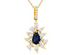 .88CT DIAMOND & AAA SAPPHIRE 14KT YELLOW GOLD PEAR SHAPE FLOWER FLOATING PENDANT